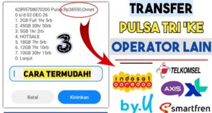 Cara Transfer Pulsa 3 ke Operator Lain